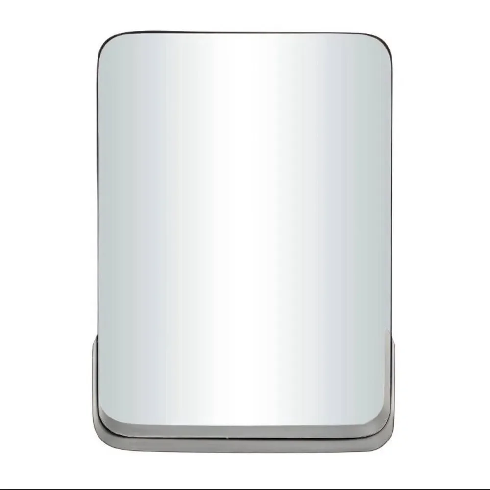 Black Metal Wall Mirror with Shelf for Entry Way or Other. Like New.